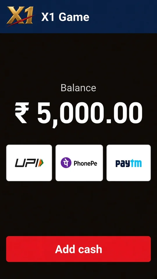 X1 Game INR UPI wallet